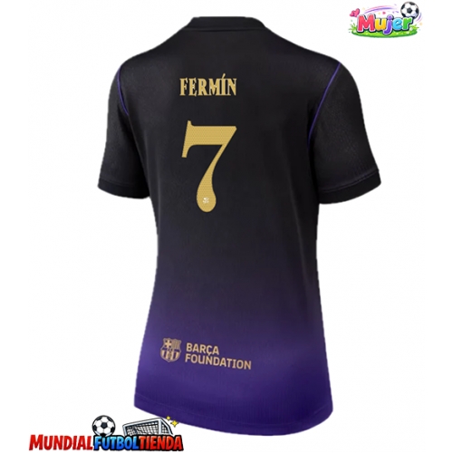 Camiseta Barcelona Fermin Lopez #7 Segunda Equipación Replica 2026-27 para mujer mangas cortas
